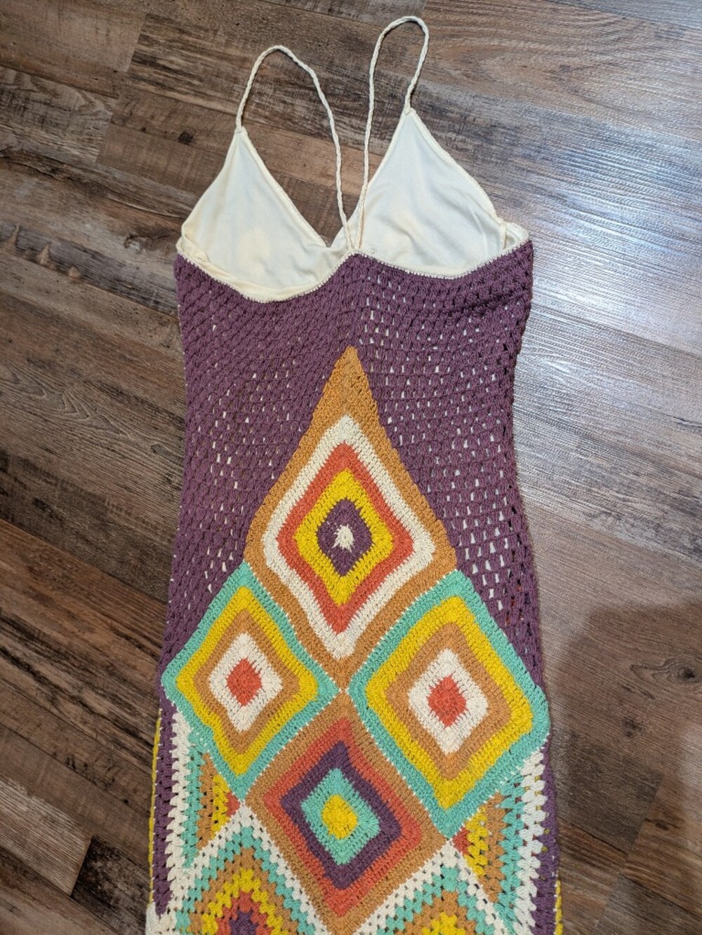 Zara Colorful Crochet Patchwork Midi Dress Boho Beach Sz M - Picture 12 of 16